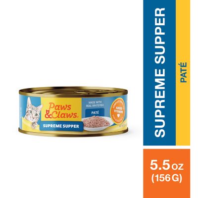 Paws & Claws Supreme Supper Adult Complete Nutrition Ocean Whitefish and Chicken Pate Wet Cat Food, 5.5 oz