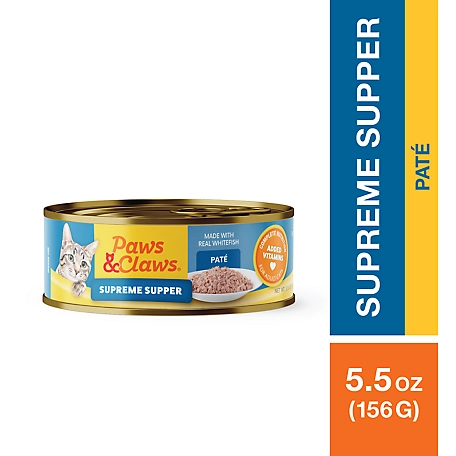 Paws & Claws Supreme Supper Adult Complete Nutrition Ocean Whitefish and Chicken Pate Wet Cat Food, 5.5 oz