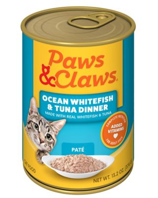 Paws & Claws Complete Nutrition Adult Ocean Whitefish and Tuna Pate Wet Cat Food, 13.2 oz.