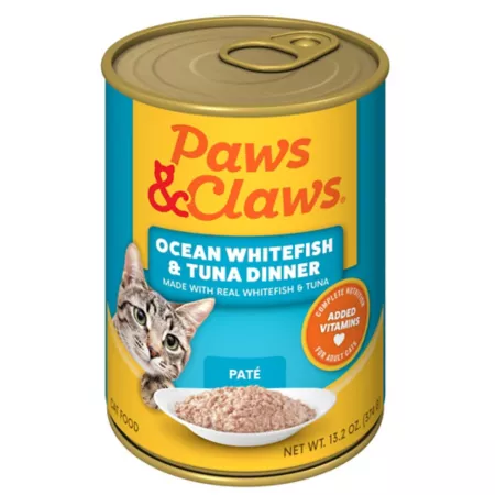 Paws & Claws Complete Nutrition Wet Adult Cat Food with Whitefish and Tuna Pate 13.2 oz. Wet Cat Food