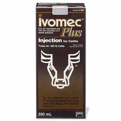 Ivomec Plus Injection Cattle Dewormer, 200 mL
