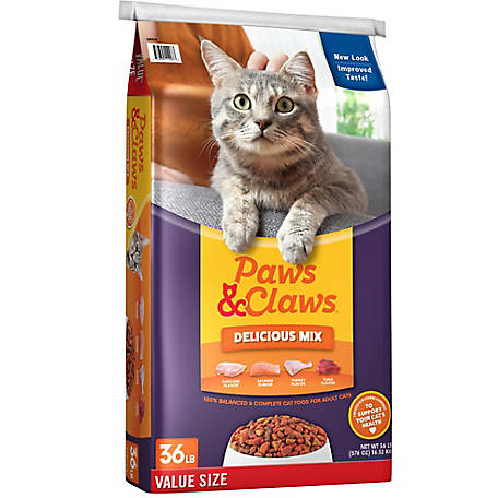 Paws & Claws Adult Delicious Mix Chicken, Salmon, Turkey and Tuna Formula Dry Cat Food