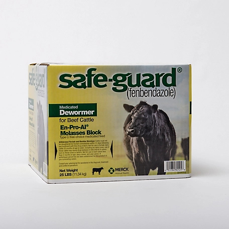 Merck Animal Health Safe-Guard Medicated Cattle Dewormer En-Pro-Al Molasses Block, 25 lb.