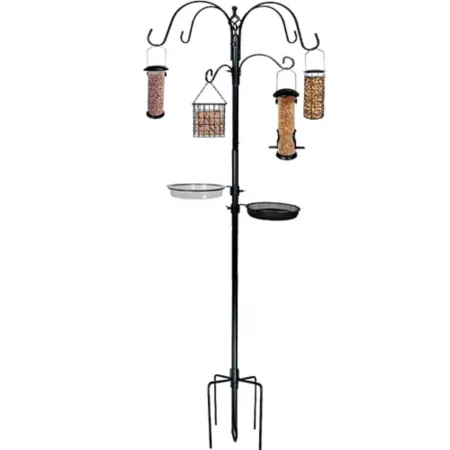 Ashman Deluxe Premium Bird Feeding Station with 4 Multi Hooks and 4 Bird Feeders Hanging Kit for Attracting Wild Birds Bird Cage Stands