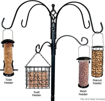 Image showing  Deluxe Premium Bird Feeding Station with 4 Multiple Hooks and 4 Bird Feeders Hanging Kit for Attracting Wild Birds