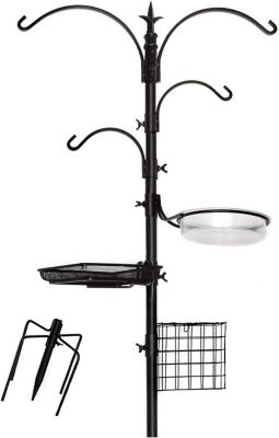 Ashman Deluxe Premium Bird Feeding Station, 5 Prong Base, and Water Dish Bird Feeder Stand ( 1 Pack)