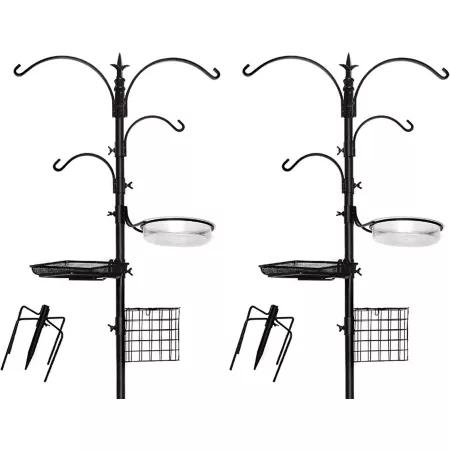 Ashman Deluxe Premium Bird Feeding Station 5 Prong Base and Bird Feeder Stand 2 Pack Bird Cage Stands