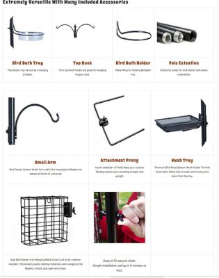 Image showing  Deluxe Premium Bird Feeding Station, 5 Prong Base, and Water Dish Bird Feeder Stand, 2-Pack