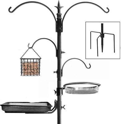 Ashman Bird Feeding Station,5 Prongs with Hanging Suet Feeder, Water Dish, Hanging Suet Cage & Stand