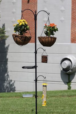 Image showing  Bird Feeding Station, 5 Prongs with Hanging Suet Feeder, Water Dish, Hanging Suet Cage & Stand