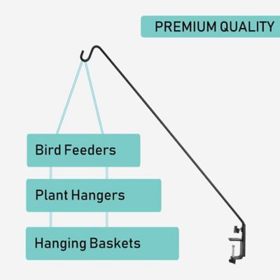 Ashman Deck Hook 37-Inch (1 Pack), Double Forged Metal Pole & with Clamp, 360 Degree Swivel, Ideal for Bird Feeders, Planters.