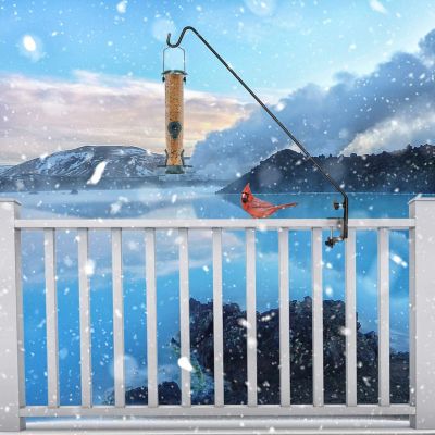 Image showing  37 in. Deck Hook, Double Forged Metal Pole & with Clamp, 360 Degree Swivel, Ideal for Bird Feeders, Planters