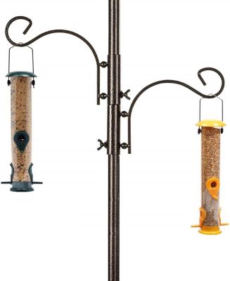 Image showing  Deluxe Bird Feeding Station with 2 Bird Feeders Multi Feeder Pole Stand Kit with 4 Hangers, 1-Pack
