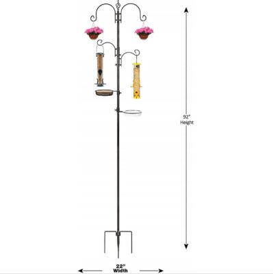 Image showing 6 th Ashman Deluxe Bird Feeding Station with 2 Bird Feeders Multi Feeder Pole Stand Kit with 4 Hangers, 1-Pack