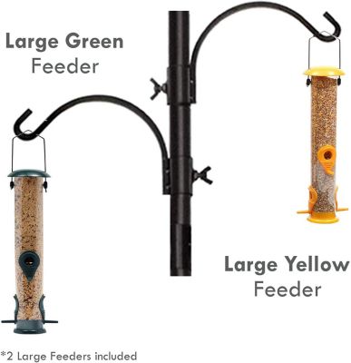 Image showing 7 th Ashman Premium Bird Feeding Station with 2 Bird Feeders for Pole Stand Kit with 4 Hangers, Bird Bath and 5 Prong Base.