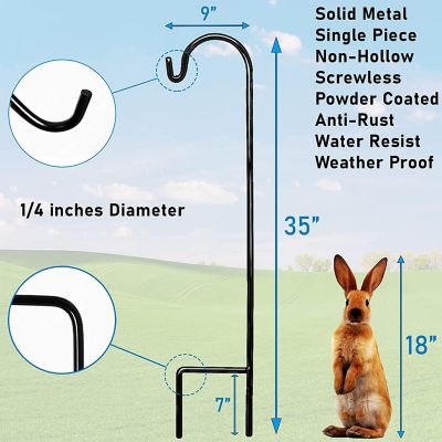 Image showing  Shepherds Hook (10 Pack) 35-Inches, Made of Premium Metal for Hanging Solar Light, Bird Feeders.