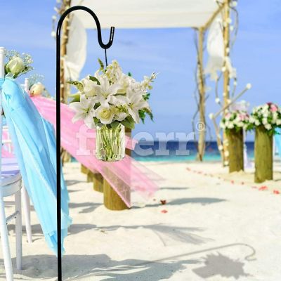 Image showing  Shepherds Hook (12 Pack) 35-Inches, Made of Premium Metal for Hanging Solar Light, Bird Feeders.