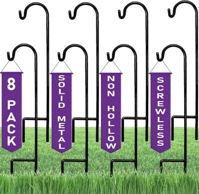 Image showing 6 th Ashman Shepherds Hook (8 Pack) 35-Inches, Made of Premium Metal for Hanging Solar Light, Bird Feeders.
