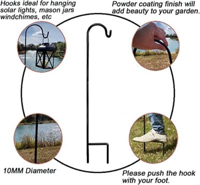 Image showing  Shepherd Hook 48-Inch 10MM (10 Pack), Rust Resistant Steel Hook Ideal for Wedding, Hanging Plant Basket, Lantern, Feeder