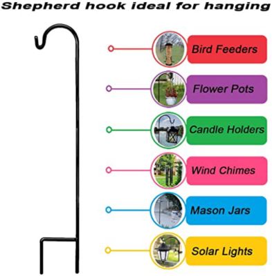 Image showing  Shepherd Hook 48-Inches (2 Pack), Rust Resistant Steel Hook Ideal for Weddings, Hanging Plant Baskets, Lanterns, Feeders