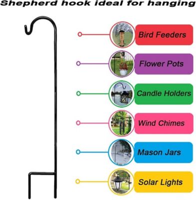 Image showing  48 in. Steel Rust-Resistant Shepherd Hooks, Ideal for Wedding, Hanging Plant Baskets, Lanterns and Feeders, 10-Pack