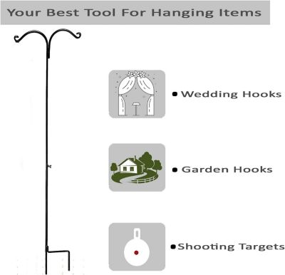 Image showing  Shepherd Hook 65-Inch (2 Pack), Rust Resistant Steel Hook Ideal for Weddings, Hanging Plant Baskets, Lanterns, Feeders.