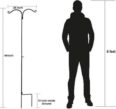 Image showing  Shepherds Hook Two-Sided Hook 65 in. (4 Pack), Rust Resistant Steel Hook Ideal for Hanging Plant Baskets, Bird Feeder
