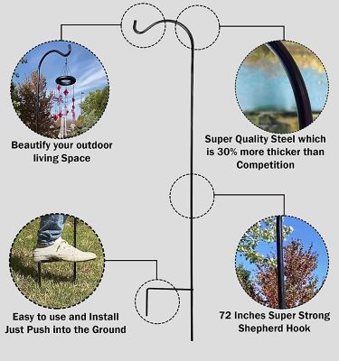 Image showing 5 th Ashman Shepherd Hook (1 Pack), 72-Inches Rust Resistant Steel Hook Ideal for Weddings, Hanging Plant Baskets, Lanterns, Feeders