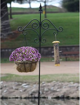 Image showing  Adjustable Shepherds Hook with Floral Design Rust Resistant for Hanging Plant Baskets, 1 Pack.