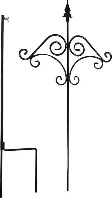 Image showing  Adjustable Shepherds Hook with Floral Design Rust Resistant for Hanging Plant Baskets, 1 Pack.