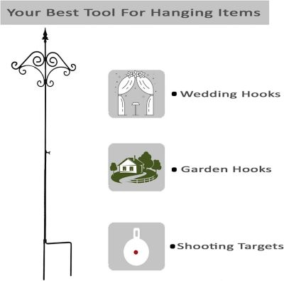 Image showing  Adjustable Shepherds Hook with Floral Design Rust Resistant for Hanging Plant Baskets, 2 Pack.