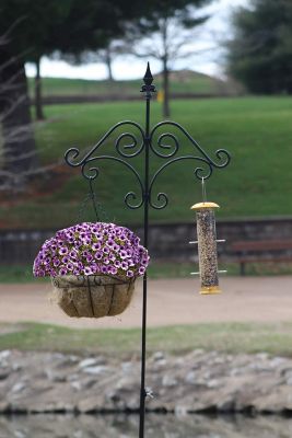 Image showing  Adjustable Shepherds Hook with Floral Design Rust Resistant for Hanging Plant Baskets, 2 Pack.