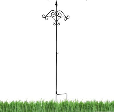 Ashman Adjustable Shepherds Hook with Floral Design Rust Resistant for Hanging Plant Baskets, 6 Pack.