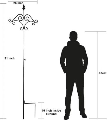 Image showing  Adjustable Shepherds Hook with Floral Design Rust Resistant for Hanging Plant Baskets, 6 Pack.