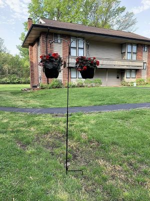 Image showing  Adjustable Shepherds Hook 91 in. with Floral Design Rust Resistant for Hanging Plant Baskets, 1 Pack.