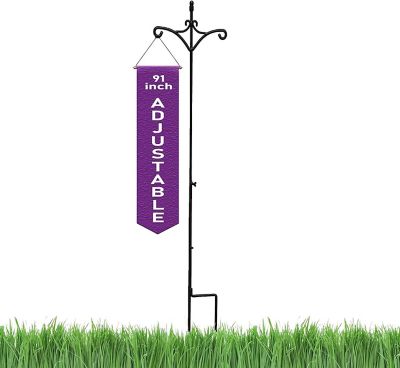 Ashman Adjustable Shepherds Hook with Floral Design Rust Resistant for Hanging Plant Basket, 1 Pack.