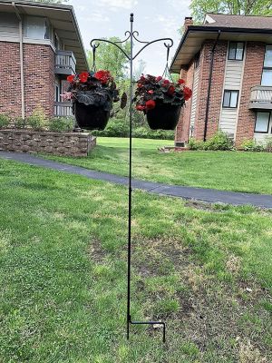 Image showing  Adjustable Shepherds Hook with Floral Design Rust Resistant for Hanging Plant Basket, 1 Pack.