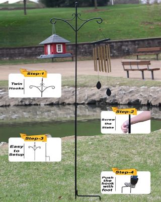 Image showing  Adjustable Shepherds Hook with Floral Design & Rust Resistant for Hanging Plant Baskets, 2 Pack