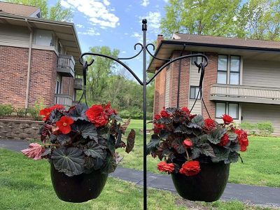 Image showing  Adjustable Shepherds Hook with Floral Design & Rust Resistant for Hanging Plant Baskets, 2 Pack