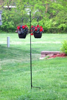 Image showing  Adjustable Shepherds Hook with Floral Design & Rust Resistant for Hanging Plant Baskets, 2 Pack