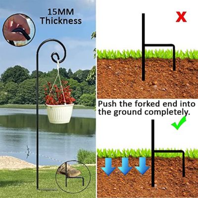 Image showing  Shepherd Curled Hook 35 in. (2 Pack), for Hanging Feeders, Plant Hangers, Flower Basket, Christmas Lights, Lanterns.