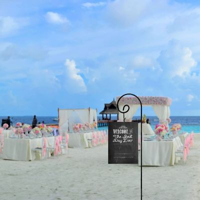 Image showing  65 in. Steel Curled Shepherd Hooks, Ideal for Hanging Bird Feeders, Plant Hanging Baskets, Christmas Lights, 2-Pack