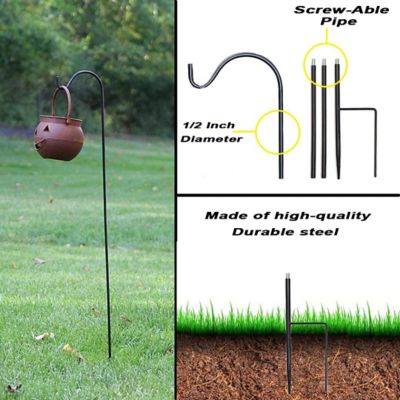 Image showing  Adjustable KD Shepherd's Hooks (4 Pack), for Hanging Bird Feeders, Lanterns, Garden Stakes, and Wedding Decor.