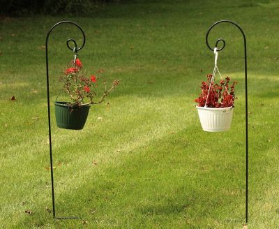 Image showing  92 in. Steel Rust-Resistant Curled Shepherd Hook, Ideal for Hanging Heavy Plant Baskets