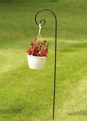 Image showing  92 in. Steel Rust-Resistant Curled Shepherd Hook, Ideal for Hanging Heavy Plant Baskets