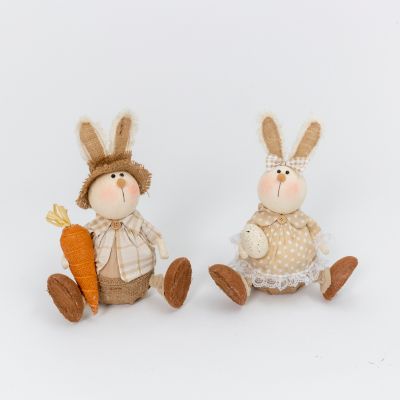 GIL Set of 2 12.5 in. Handcrafted Sitting Bunnies, 2632910EC