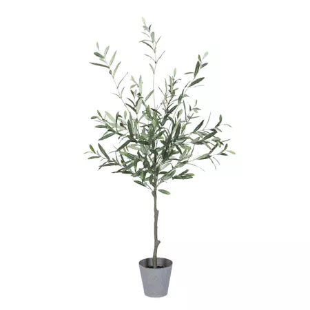 Lone Elm Studios 4 Foot Olive Tree with Plastic Pot Artificial Plants & Flowers