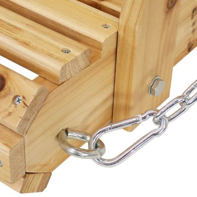 Image showing  2-Person Traditional Wooden Porch Swing with Hanging Chains, 395 lb. Capacity, 58.5 in., Brown