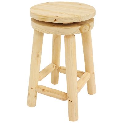 Sunnydaze Decor Unfinished Swivel Wood Round Top Counter-Height Bar Stool - Fir Wood - 23.75 in.