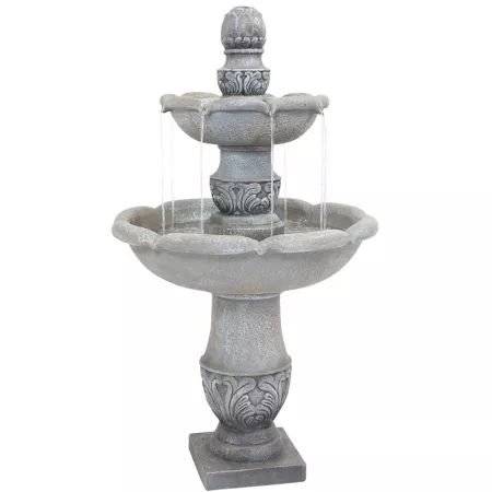 Sunnydaze Decor 50 in 2-Tier Outdoor Electric Fiberglass Reinforced Concrete French Garden Water Fountain Dusty Gray Fountains